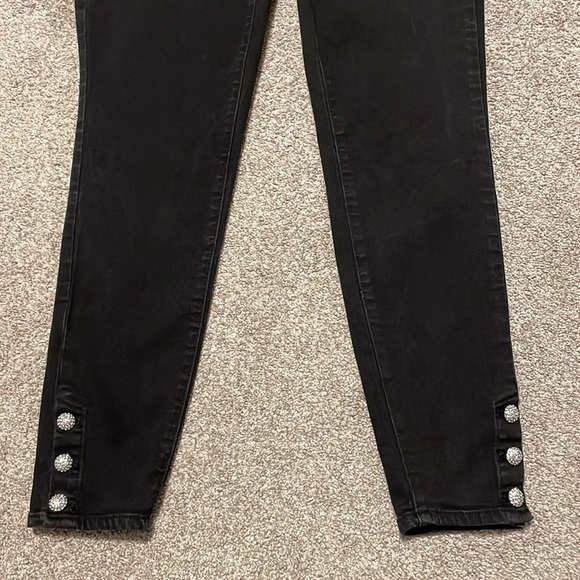 Talbots Black Denim Jegging Rhinestone Ankle Buttons 4 - Picture 3 of 13